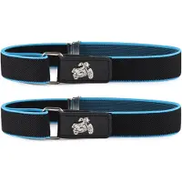 Ladeheid 2x Kinderriem - Riem - Jongens - Broekriem - Verstelbaar - Polyester - LA-TG-P15S - Zwart/Turquoise/Motorfiets - 62 cm x 2,5 cm