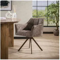 Meubelplaats Eetkamerstoel Raster draaibaar - Hoven taupe - bruin - eetkamerstoelen set van 2