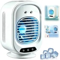 VHV - Luchtkoeler - Mini airco - Mobiele luchtkoeler - Tafelventilator - Oscillerend - Met timer - 3 snelheden - Voor bureau en slaapkamer - Wit