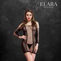 Elara Noeliah – Sexy Bodydress van Visnet & Kant – Verleidelijke Mini Jurk met Stretch - Erotisch Body / Bodystocking – One Size – Zwart