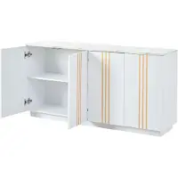 STILVORA Dressoir - Opbergkast Met 4 Deuren En Verstelbare Vakken - Voor Woonkamer Hal En Slaapkamer - Spaanplaat - 140x35x70 Cm