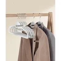 Famanu – 50 stuks kunststof kleerhangers met U-vormige opening - antislip - ruimtebesparend - 0,5 cm dik - 41,5 cm lang - 360° draaibare haak - wit