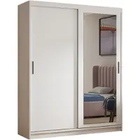 MargaretHadas24 Kledingkast Henry met spiegel 100 cm inclusief 2 schuifdeuren Schuifdeurkast (wit)