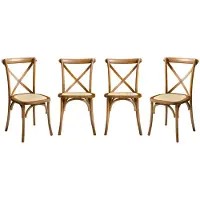 Sweeek Vintage rubberhouten bistrostoelen (set van 4) Walnoot