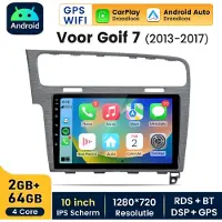 Hexinex HexinexMarket Autoradio Geschikt voor Golf VII MK7 2013-2017 - Draadloos CarPlay, Android Auto, GPS Navi, RDS, multimediaspeler, 2GB+64GB