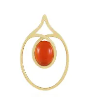Cavill - Ovale carneool hanger 1,26 ct - 925 sterling zilver met vergulde rand - Moderne elegante vleesrode edelsteen - Sieraden zilver