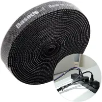 Baseus Klittenbandrol 3m - Zwart Kabelbinder knipbare cable organizer