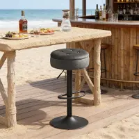 STILVORA Barkruk 39 x 39 x 79,5 cm - Verstelbaar En Draaibaar Met Opbergruimte - Voor Keuken En Bar - Fluweel Donkergrijs