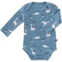 Fresk Romper met Lange Mouwen 0-3 m - Babykleding - Biologisch Katoen - Blauw - Dino