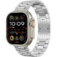 Strap-it Hoogwaardig stalen bandje geschikt voor Apple Watch (Series 12/11/10), (Ultra 4/3/2/1), (SE 3/2/1), (Series 9/8/7/6/5/4) - 44/45/46/49mm - Zilver