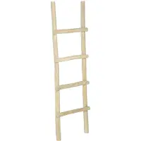 Vente-unique Handdoekladder in massief teak met 4 sporten - Naturel - FODNA
