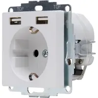 Kopp Inbouwstopcontact Athenis Randaarde 1-polig + 2 Usb Grijs Ip20