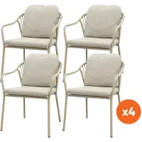 Van der Garde Tuinmeubelen Set van 4 - Pisa rope dining tuinstoel - Latte