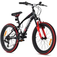 Sun baby Tiger Bike Kinderfiets voor jongens 20 inch wielmaat te kiezen uit 6 versnellingen Shimano van 6 tot 10 jaar in hoogte verstelbaar (Rood Zwart)