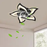 No Slimme Plafondventilator met LED Lamp - 50W Energiezuinige Plafondlamp - Bediening via Afstandsbediening én App - Met Instelbare Windsnelheden-Zwart