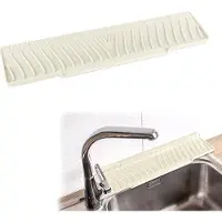 OEM Siliconen aflegmat, kleine antislipmat voor de rand van de spoelbak, opvouwbaar, witte aflegmat met verhoogde rand, 45x10 cm, geschikt voor keuken en badkamer