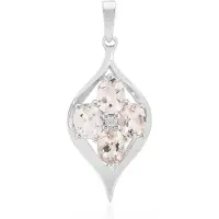 Cavill - Hanger Zilver 925 Sterling - 1,02 ct Morganiet Mozambique + 0,034 ct Zirkoon Tanzania - Elegant Filigraan Blad Design - Luxe Dames Sieraad