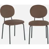 Sweeek Stoel van metaal en stof vintage (set van 2) Bruin