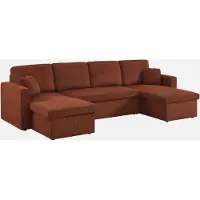 Sweeek Panoramische slaapbank 4 zits met opbergruimte corduroy Terracotta