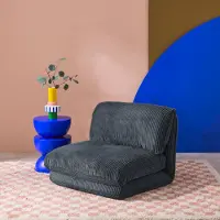 Sweeek Loungestoel met slaapfunctie corduroy fauteuil Donkerblauw