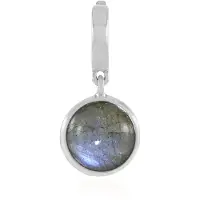 Cavill - Zilveren Hanger - 925 Sterling Zilver Gerhodineerd - Blauwe Minary Labradoriet Cabochon 2,25 ct - Ronde 8 mm - Madagaskar Edelsteen Sieraad
