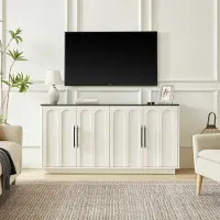 STILVORA Dressoir - Boogfront Met 4 Deuren En Softclose - Opbergkast Voor Woonkamer En Eetkamer - MDF - 160x40x80 Cm - Wit;Zwart