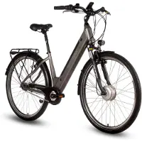 Saxxx Comfort Plus 4.0 - 26 inch elektrische stadsfiets - actieradius tot 90 km - 95% voorgemonteerd - voorwielmotor - 36V 418Wh accu - Shimano 7-speed naafversnelling - LCD-display- Zilvergrijs mat