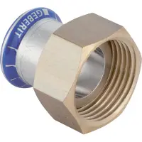 Geberit Mapress roestvrij staal overgang met wartelmoer, DN 12, dø 15 mm, 35072