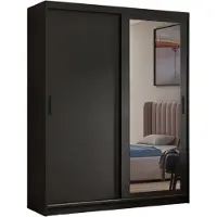 MargaretHadas24 Kledingkast Henry met spiegel 100 cm inclusief 2 schuifdeuren Schuifdeurkast (zwart)