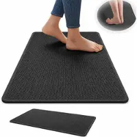 VHV - Keukenmat - Keukenloper - Vloermat keuken - Antislip - Waterabsorberend - Linnen look - Voor de keuken en het aanrecht - Wasbaar - 40*60cm - Zwart