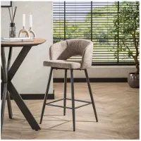 Meubelplaats Barstoel boucle salon. VPE2 - Tissee cargo zandkleur - barstoelen set van 2