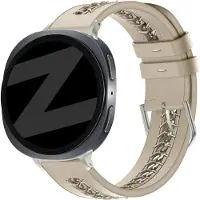 Bandz Leren 'Chains' bandje geschikt voor Samsung Galaxy Watch 9 (40/44mm) / Watch 8 (40/44mm) / 8 Classic (46mm) - Beige