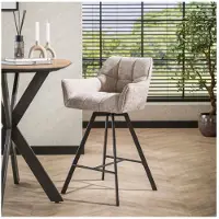 Meubelplaats Barstoel raster draaibaar - Hoven zand - barstoelen set van 2
