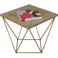 FutuStal - Stalen Stijl - Tafel - Goud - Dąb Lancelot
