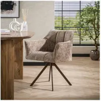 Meubelplaats Eetkamerstoel Raster draaibaar- Hoven champagne - bruin - eetkamerstoelen set van 2