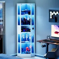 STILVORA Vitrinekast - Met Glazen Deuren En Ledverlichting - Voor Woonkamer En Slaapkamer - MDF En Glas - 57x40x165 Cm - Wit