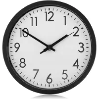 Famanu - analoge wandklok met grote wijzerplaat - mooie klok voor keuken, woonkamer, slaapkamer en kantoor - Ø 20 cm (1 stuk - zwart)