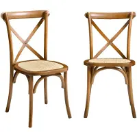 Sweeek Vintage rubberhouten bistrostoelen (set van 2) Walnoot