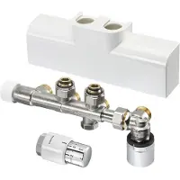 Oventrop Multiblock designaansluitset T-RTL + SH 1/2x3/4euro wit 1184188