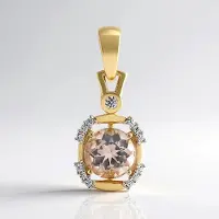 Cavill - 9 Karaats Geelgoud Gouden Hanger - AAA Marropino Morganiet 0,99 ct Rond - Tanzania Zirkonen 0,10 ct - Elegante Natuurstenen Sieraden