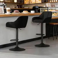 STILVORA Barkruk Set Van 2 52 x 50 cm - In Hoogte Verstelbaar En 360° Draaibaar - Voor Keuken En Bar - Metaal Zwart