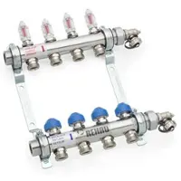 Rehau rautherm hkv-d v2a easyflow verdeler rvs g1" 10-groeps zonder kogelkranen