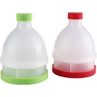 Snq Set van 2 - Bewaarcontainer - 70 ml - Eiwitpoedercontainer - Trechterbeker - Geschikt voor sportvoeding en gezondheidssupplementen - Rood, Groen