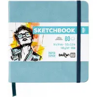 Darwi DFY - Schetsboek - 14 x 14 cm - 140 g - Blauw - 80 vellen