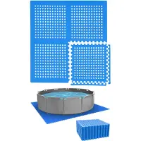 Eyepower 28 Grote Matten - Ondervloer voor Zwembad van 244 cm - 62x62 Poolmat met Rand Zwembadonderlaag