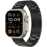 Strap-it Hoogwaardig stalen bandje geschikt voor Apple Watch (Series 12/11/10), (SE 3/2/1), (Series 9/8/7/6/5/4) - 38/40/41/42mm Zwart