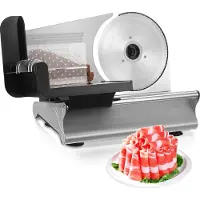 No Elektrische Vleessnijmachine 200W – Roestvrij Staal, Instelbare Dikte – Voor Vlees, Kaas, Brood, Groenten – Compact & Krachtig – Geschikt voor Thuis, Keuken of Hobby