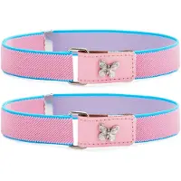 Ladeheid 2x meisjesriem elastische riem 1-6 jaar 34-65 cm P15G (roze/blauw/vlinder)