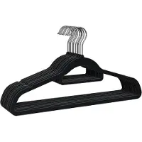 Famanu – Fluwelen kleerhangers - set van 10 stuks - zwart - accessoirehouder - 360° draaibare haak - ruimtebesparend - inkepingen voor jurken - antislip kleerhangers - voor alle soorten kleding
