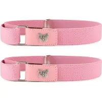 Ladeheid 2x kinderriem elastische riem 1-6 jaar 34-65 cm P15G (roze/vlinder, 1-6 jaar)